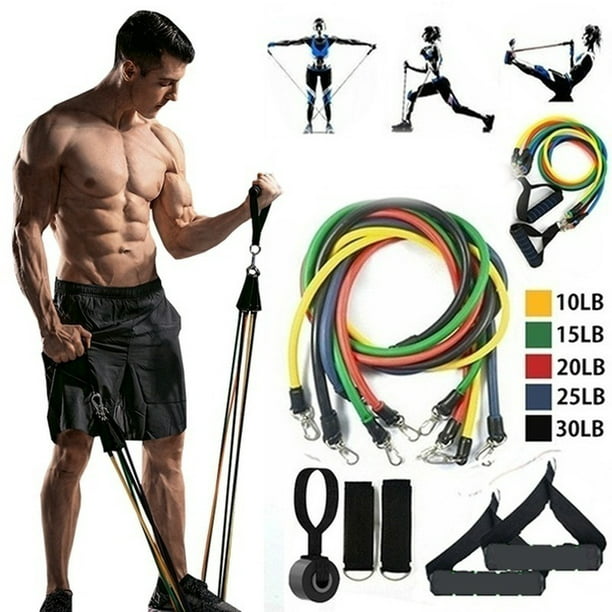 Resistance Bands Set Pull Rope Elastic Fitness Exercises Latex Tubes Pedal 11pcs